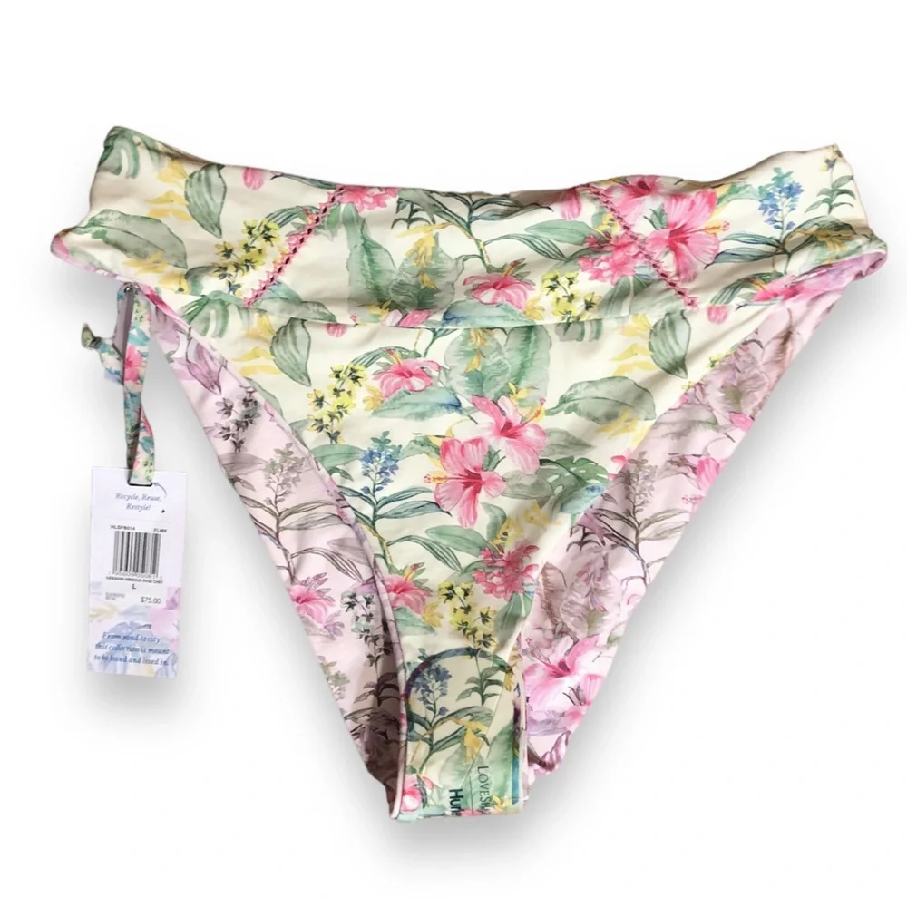 LOVESHACKFANCY x HURLEY HAWAIIAN HIBISCUS REVERSIBLE CHEEKY HIGH WAIST B…